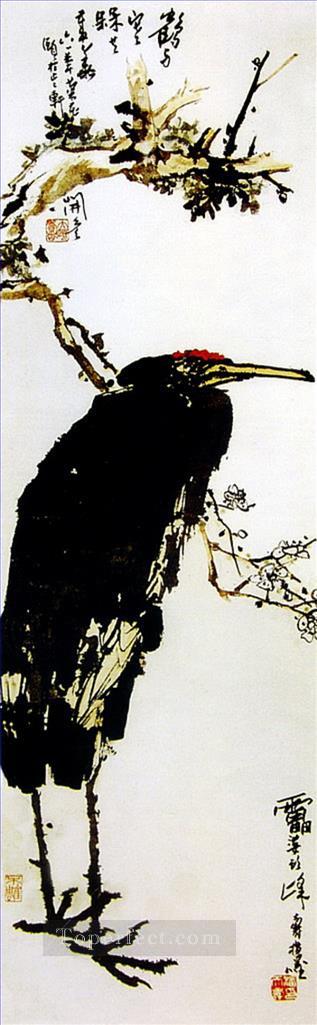 伝統的な中国語の枝に潘天寿ワシ油絵